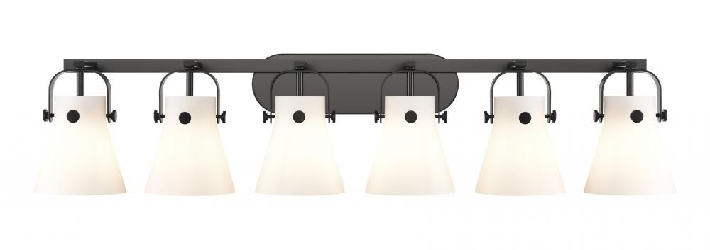 Pilaster II Cone - 6 Light - 46 inch - Matte Black - Bath Vanity Light