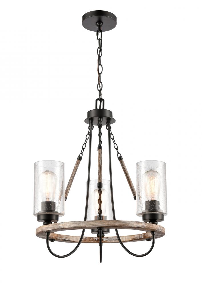 Paladin - 3 Light - 19 inch - Matte Black - Chain Hung - Mini Chandelier