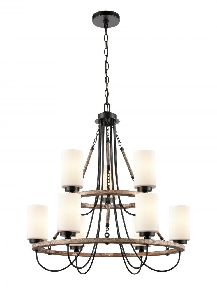 Paladin - 9 Light - 32 inch - Matte Black - Chain Hung - Chandelier