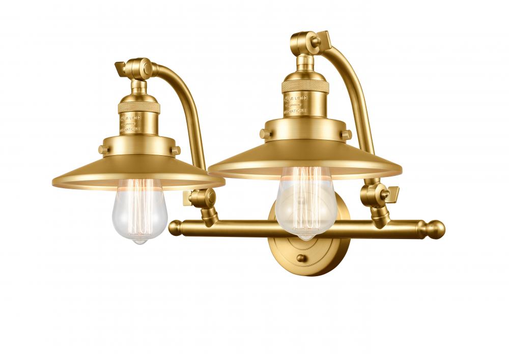 Railroad - 2 Light - 18 inch - Satin Gold - Bath Vanity Light