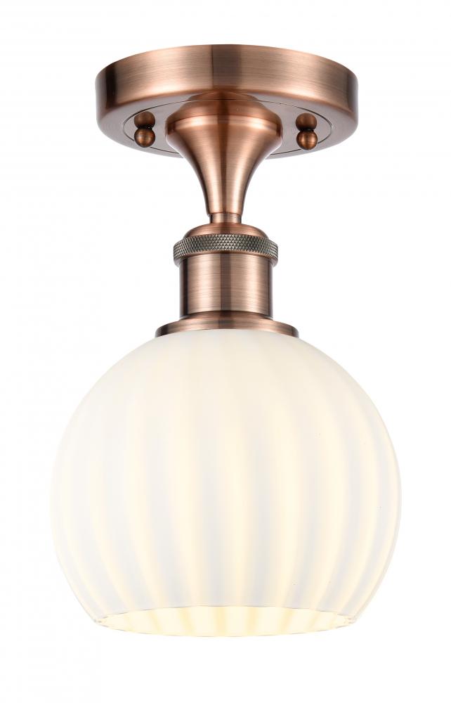 White Venetian - 1 Light - 6 inch - Antique Copper - Semi-Flush Mount