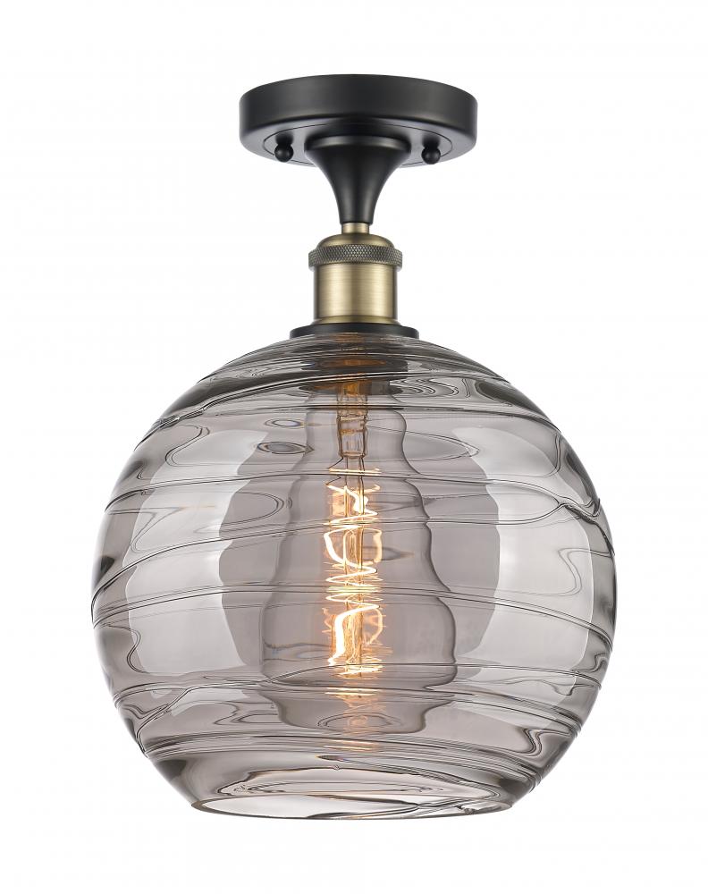 Athens Deco Swirl - 1 Light - 10 inch - Black Antique Brass - Semi-Flush Mount