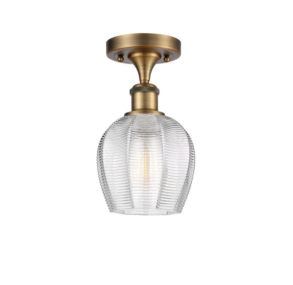 Norfolk - 1 Light - 6 inch - Brushed Brass - Semi-Flush Mount