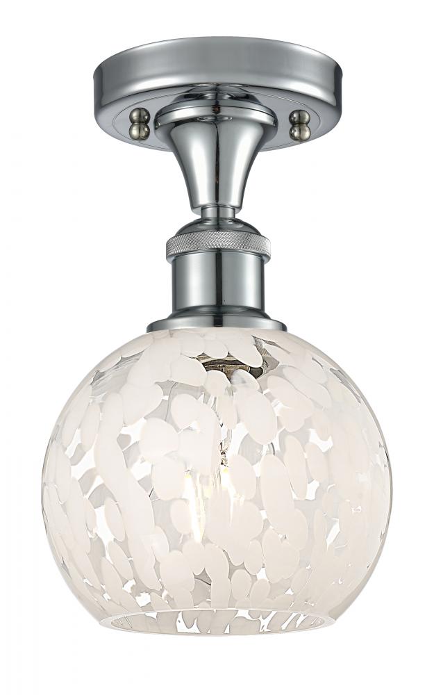 White Mouchette - 1 Light - 6 inch - Polished Chrome - Semi-Flush Mount