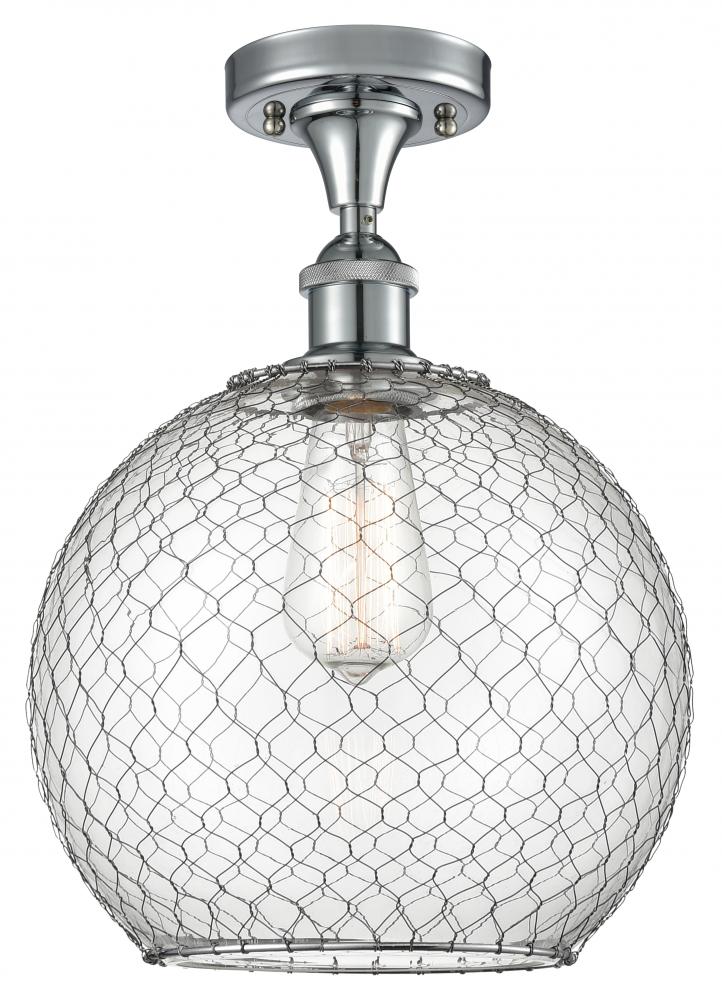 Farmhouse Chicken Wire - 1 Light - 10 inch - Polished Chrome - Semi-Flush Mount