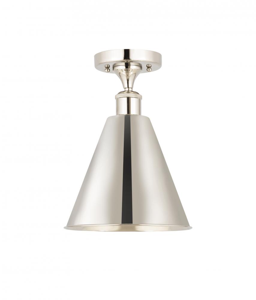 Berkshire - 1 Light - 8 inch - Polished Nickel - Semi-Flush Mount