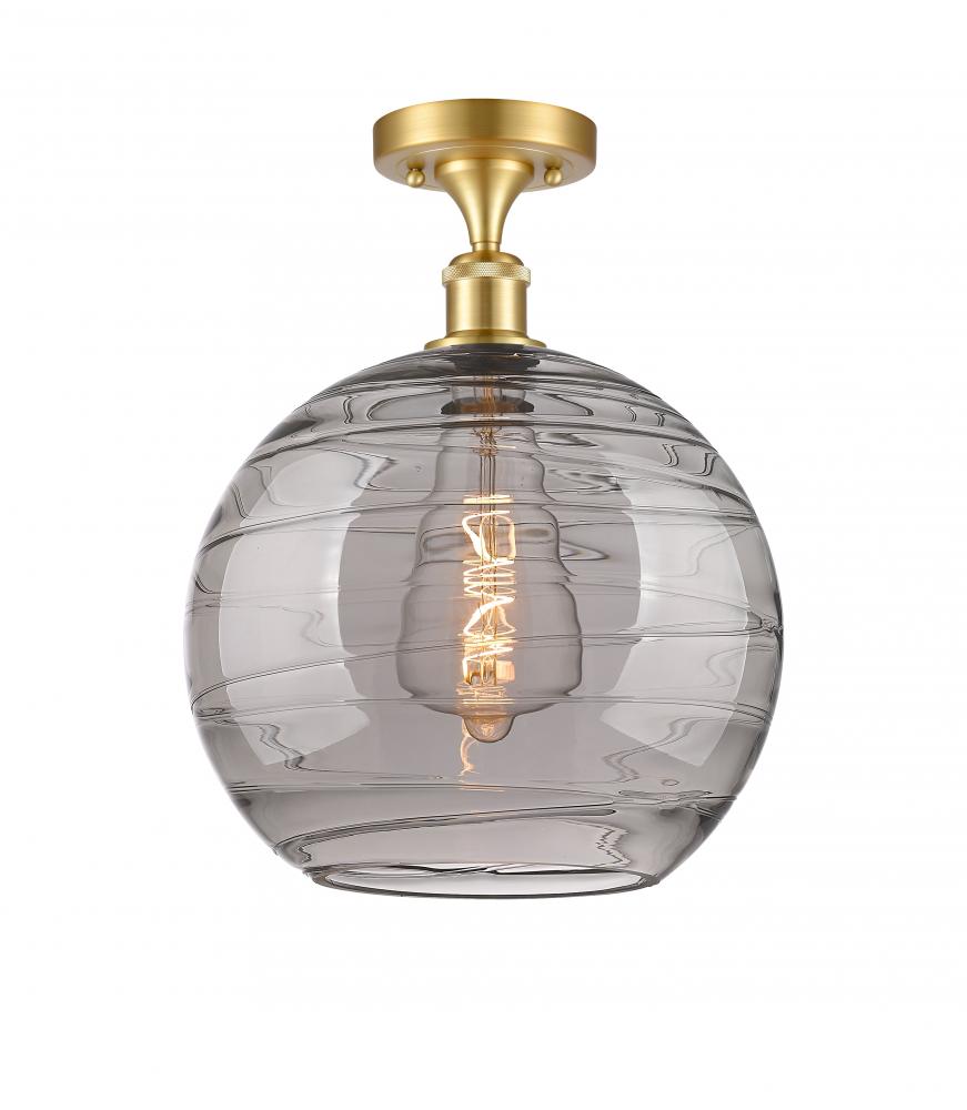 Athens Deco Swirl - 1 Light - 12 inch - Satin Gold - Semi-Flush Mount