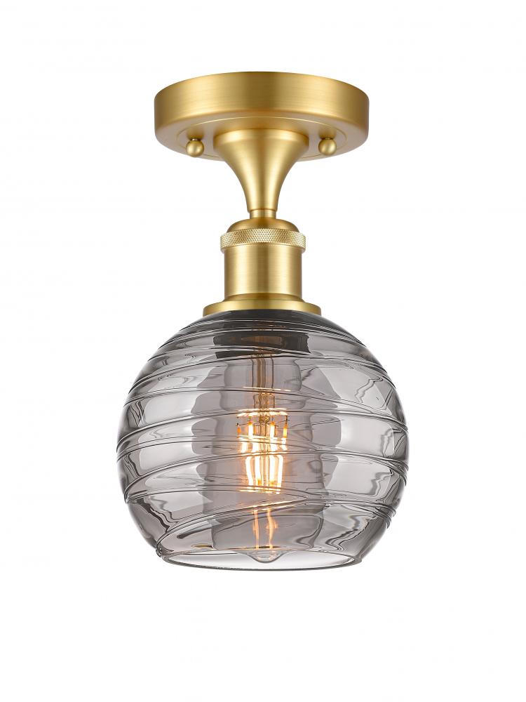 Athens Deco Swirl - 1 Light - 6 inch - Satin Gold - Semi-Flush Mount