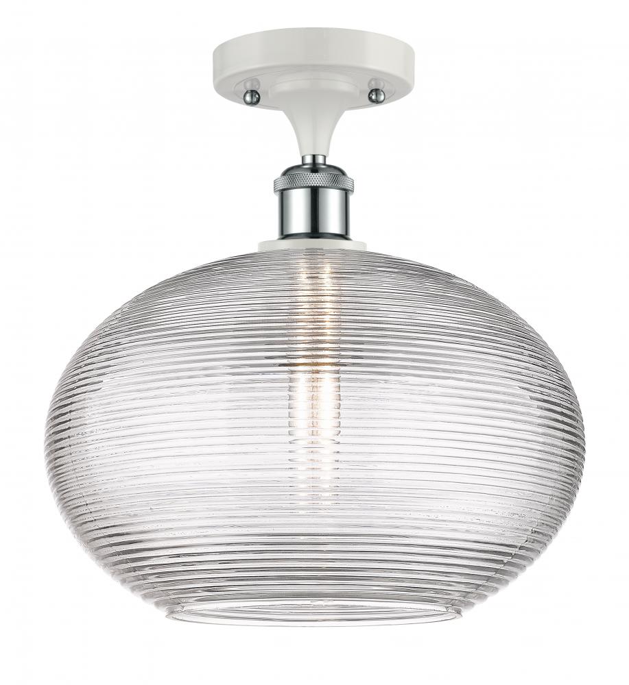 Ithaca - 1 Light - 12 inch - White Polished Chrome - Semi-Flush Mount