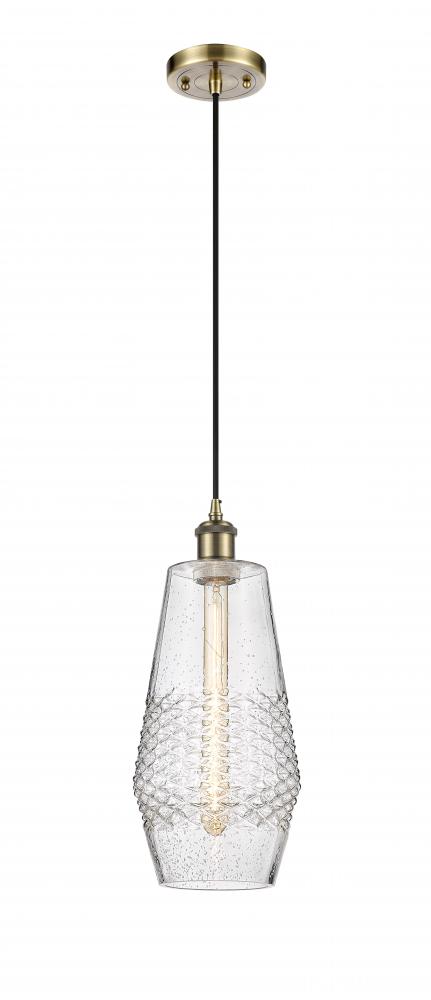 Windham - 1 Light - 7 inch - Antique Brass - Cord hung - Mini Pendant