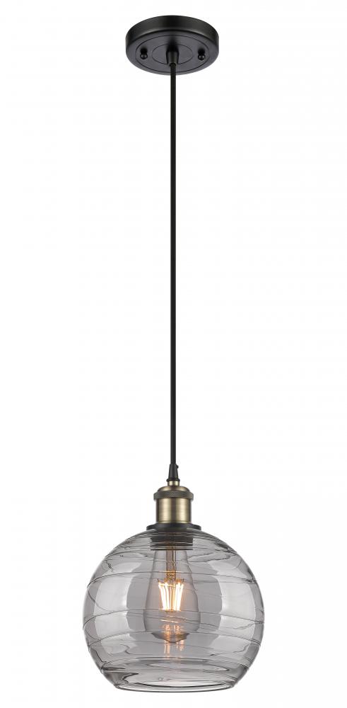 Athens Deco Swirl - 1 Light - 8 inch - Black Antique Brass - Cord hung - Mini Pendant