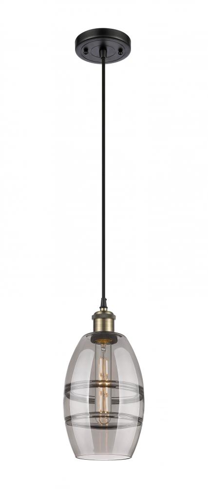 Vaz - 1 Light - 6 inch - Black Antique Brass - Cord hung - Mini Pendant