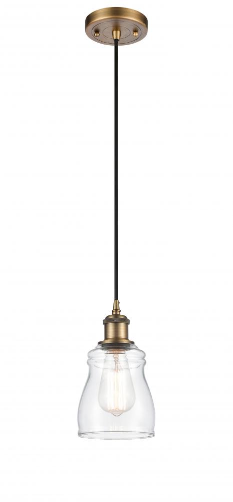 Ellery - 1 Light - 5 inch - Brushed Brass - Cord hung - Mini Pendant