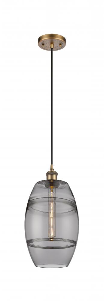 Vaz - 1 Light - 8 inch - Brushed Brass - Cord hung - Mini Pendant