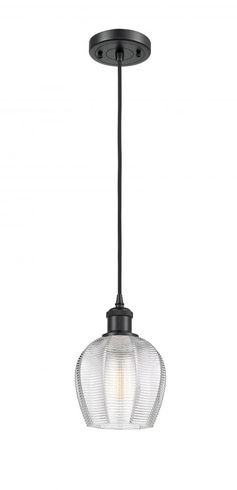 Norfolk - 1 Light - 6 inch - Matte Black - Cord hung - Mini Pendant