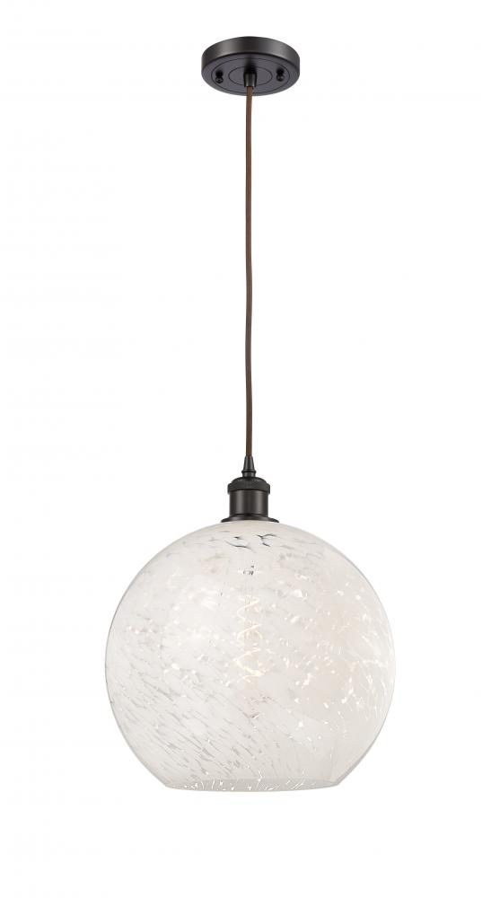 White Mouchette - 1 Light - 12 inch - Oil Rubbed Bronze - Cord Hung - Mini Pendant