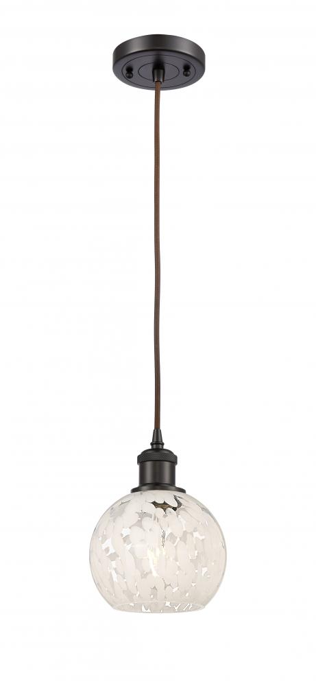 White Mouchette - 1 Light - 6 inch - Oil Rubbed Bronze - Cord Hung - Mini Pendant