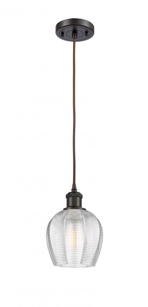 Norfolk - 1 Light - 6 inch - Oil Rubbed Bronze - Cord hung - Mini Pendant