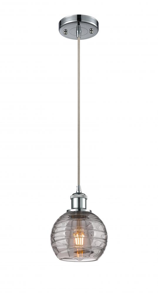 Athens Deco Swirl - 1 Light - 6 inch - Polished Chrome - Cord hung - Mini Pendant