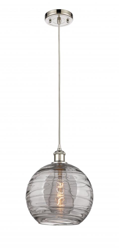 Athens Deco Swirl - 1 Light - 10 inch - Polished Nickel - Cord hung - Mini Pendant