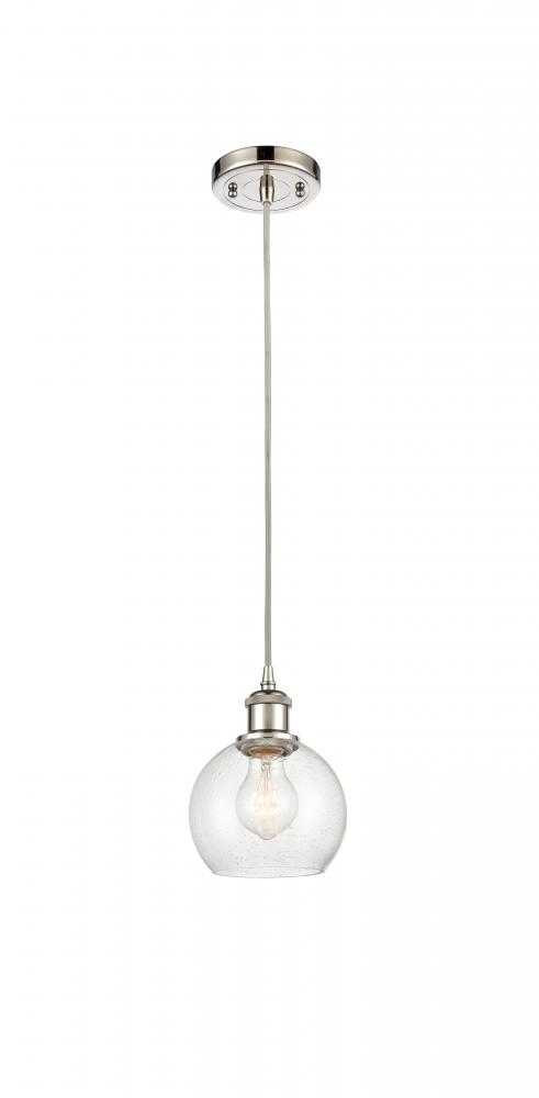 Athens - 1 Light - 6 inch - Polished Nickel - Cord hung - Mini Pendant