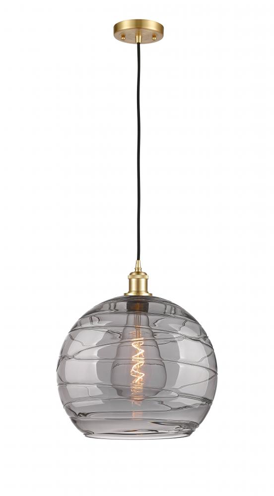 Athens Deco Swirl - 1 Light - 14 inch - Satin Gold - Cord hung - Pendant