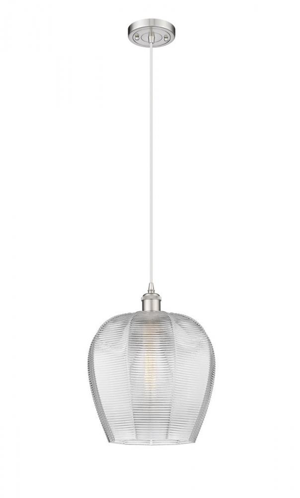 Norfolk - 1 Light - 12 inch - Brushed Satin Nickel - Cord hung - Mini Pendant