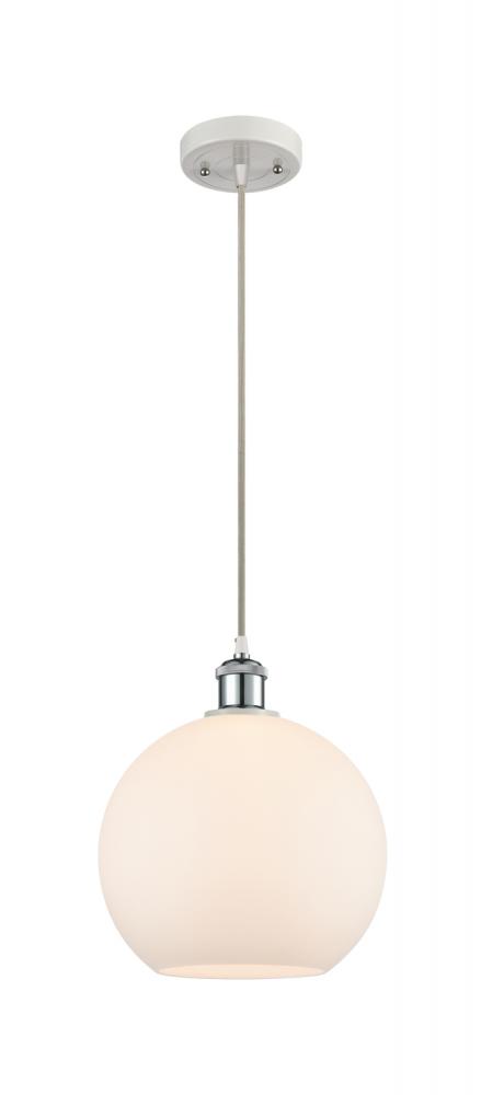 Athens - 1 Light - 10 inch - White Polished Chrome - Cord hung - Mini Pendant