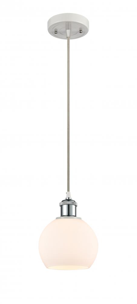 Athens - 1 Light - 6 inch - White Polished Chrome - Cord hung - Mini Pendant