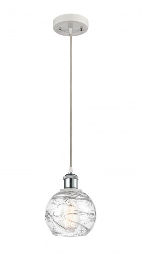 Athens Deco Swirl - 1 Light - 6 inch - White Polished Chrome - Cord hung - Mini Pendant