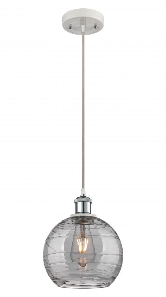 Athens Deco Swirl - 1 Light - 8 inch - White Polished Chrome - Cord hung - Mini Pendant