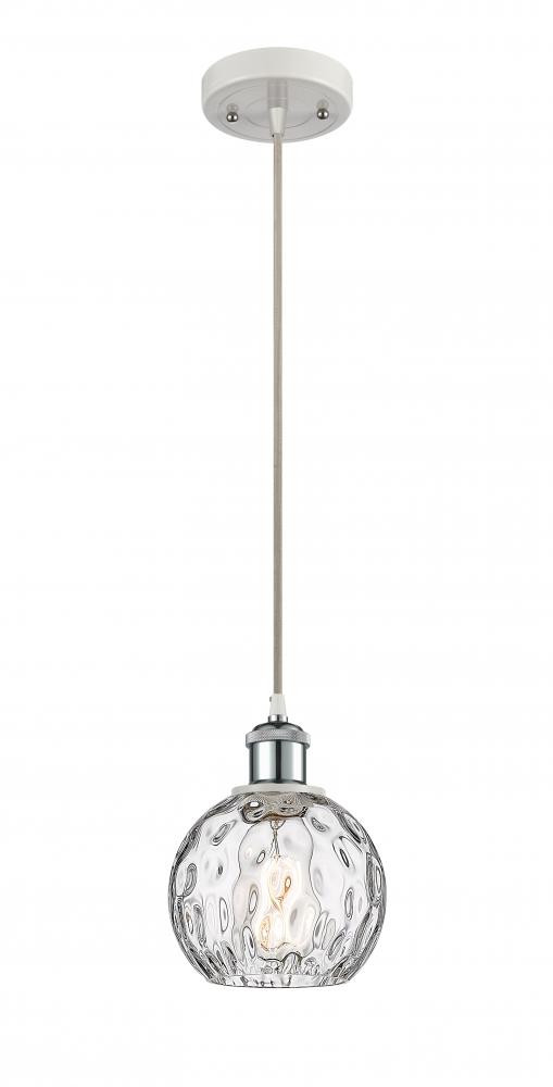 Athens Water Glass - 1 Light - 6 inch - White Polished Chrome - Cord hung - Mini Pendant