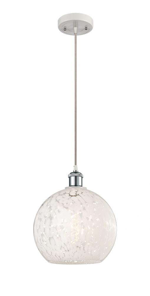 White Mouchette - 1 Light - 10 inch - White Polished Chrome - Cord Hung - Mini Pendant