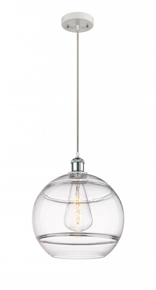 Rochester - 1 Light - 12 inch - White Polished Chrome - Cord hung - Mini Pendant