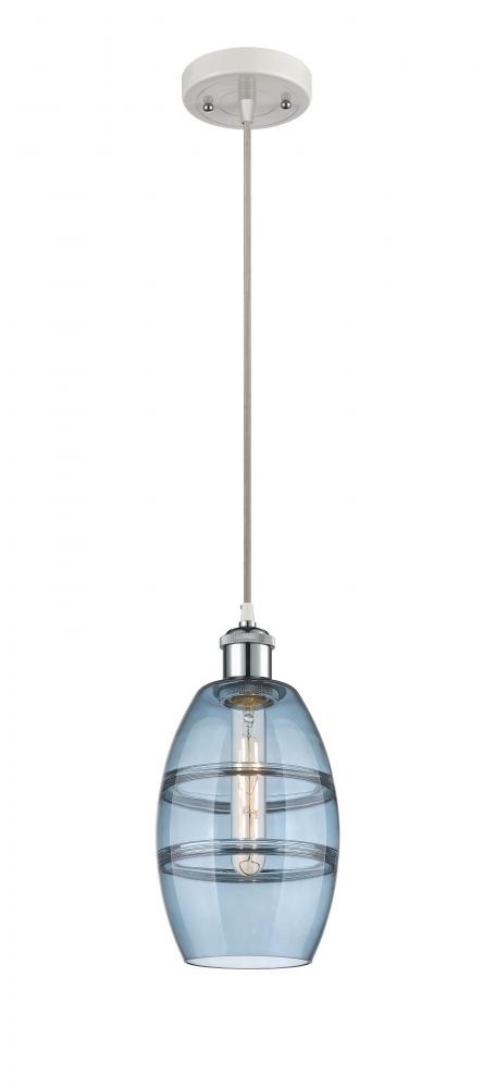 Vaz - 1 Light - 6 inch - White Polished Chrome - Cord hung - Mini Pendant