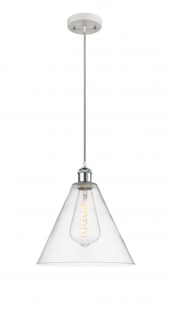 Berkshire - 1 Light - 12 inch - White Polished Chrome - Cord hung - Mini Pendant