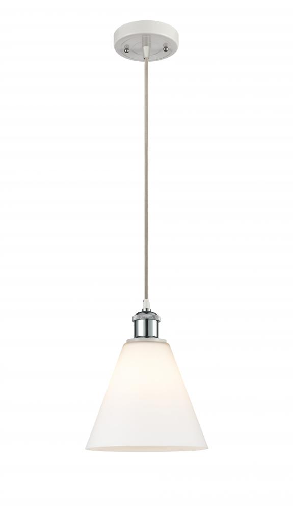 Berkshire - 1 Light - 8 inch - White Polished Chrome - Cord hung - Mini Pendant