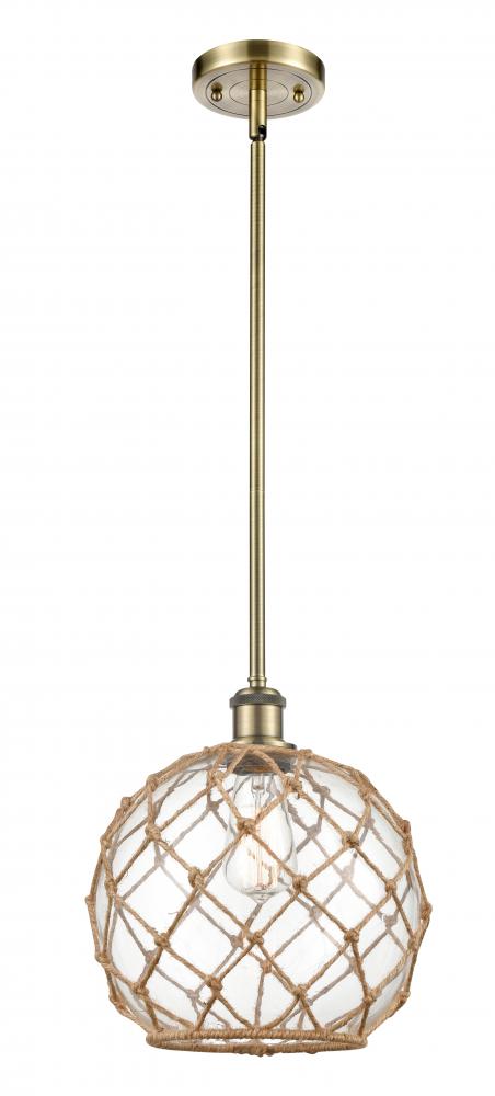 Farmhouse Rope - 1 Light - 10 inch - Antique Brass - Mini Pendant