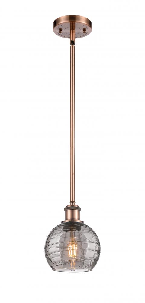 Athens Deco Swirl - 1 Light - 6 inch - Antique Copper - Mini Pendant