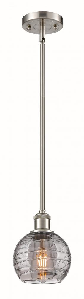 Athens Deco Swirl - 1 Light - 6 inch - Brushed Satin Nickel - Mini Pendant