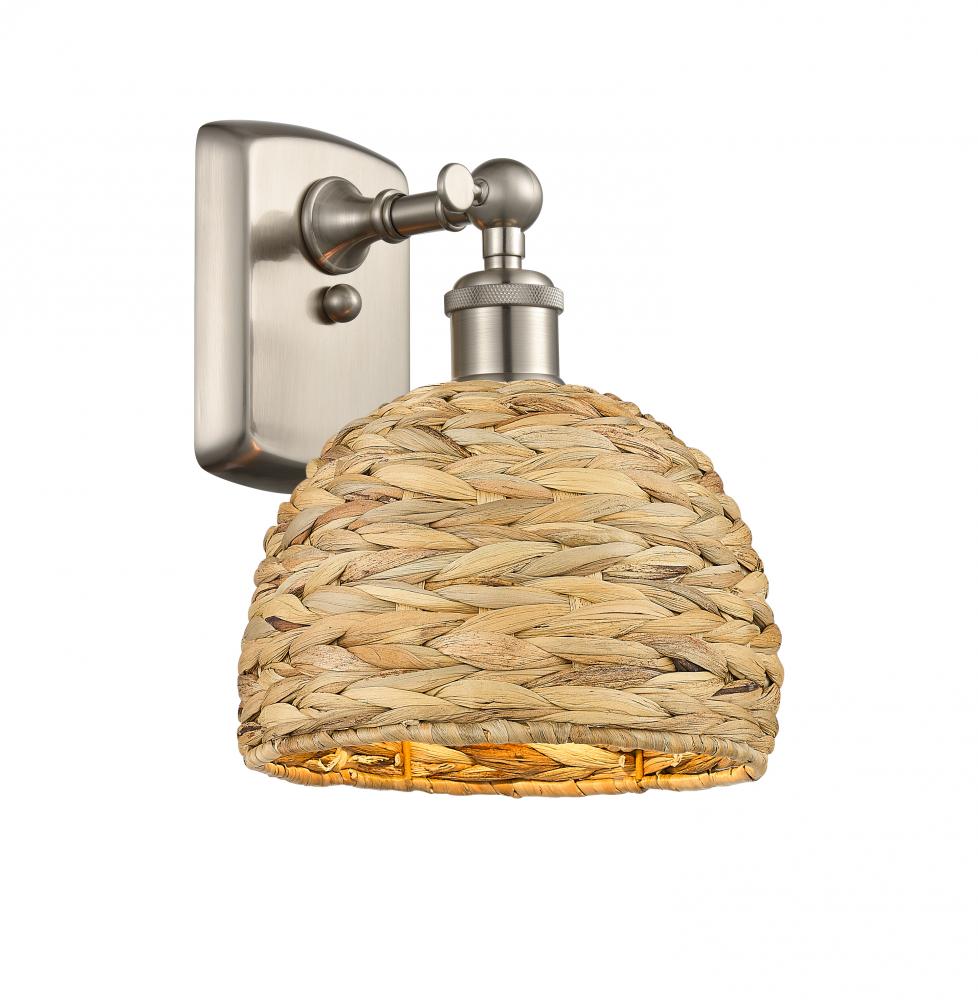 Woven Rattan - 1 Light - 8 inch - Satin Nickel - Sconce