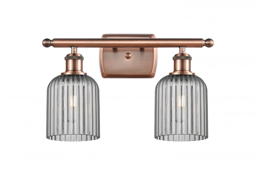 Bridal Veil - 2 Light - 15 inch - Antique Copper - Bath Vanity Light