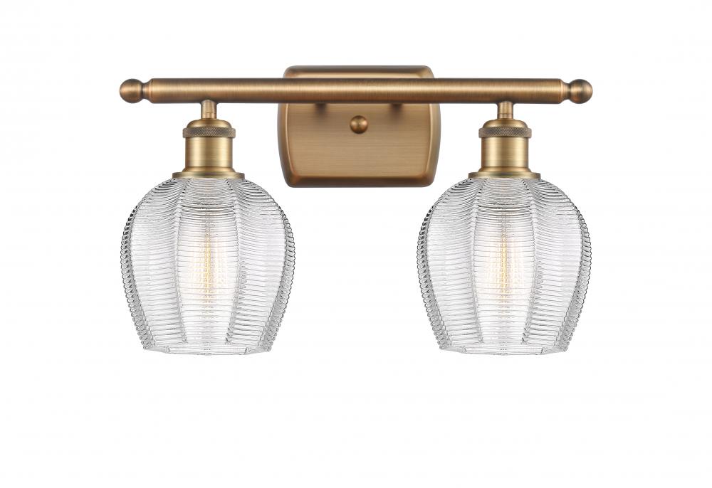 Norfolk - 2 Light - 16 inch - Brushed Brass - Bath Vanity Light