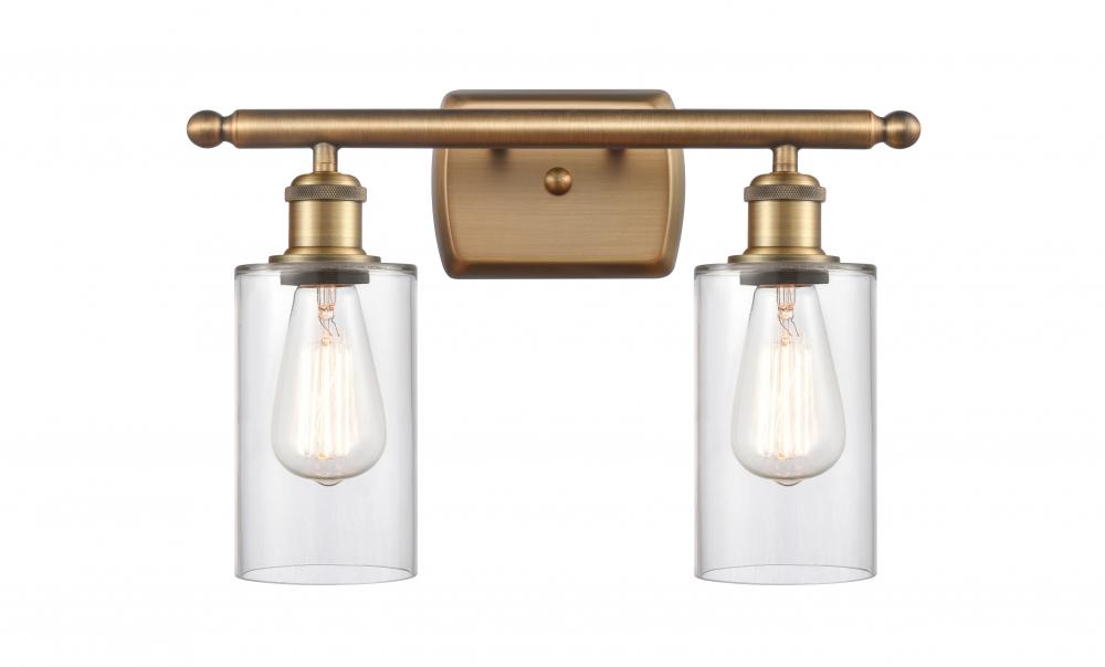 Clymer - 2 Light - 14 inch - Brushed Brass - Bath Vanity Light