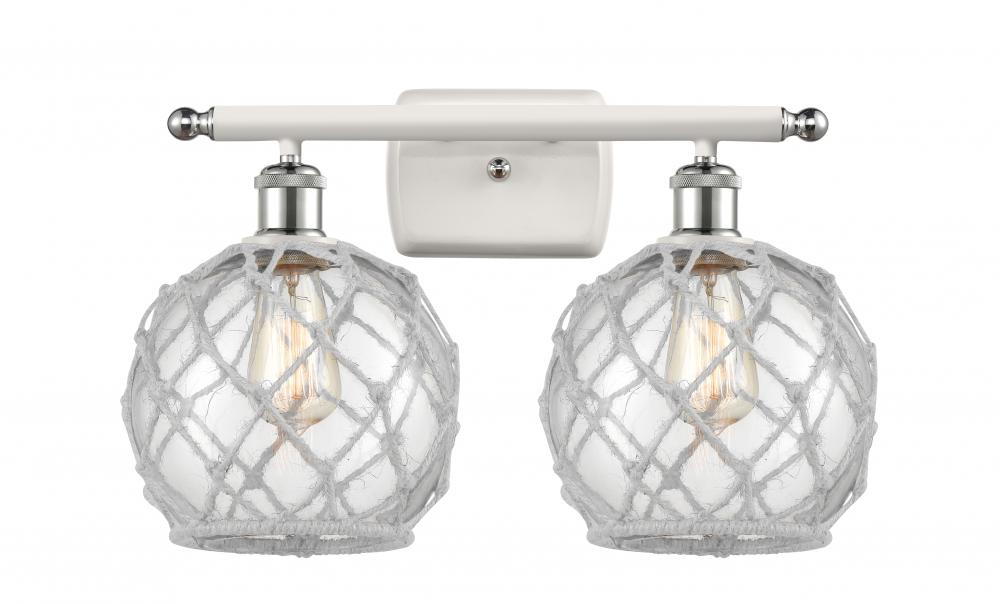 Farmhouse Rope - 2 Light - 18 inch - White Polished Chrome - Bath Vanity Light