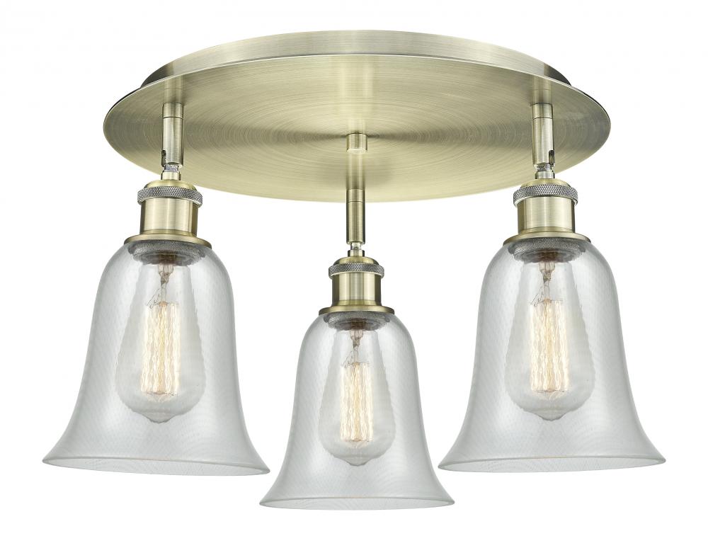 Hanover - 3 Light - 18 inch - Antique Brass - Flush Mount