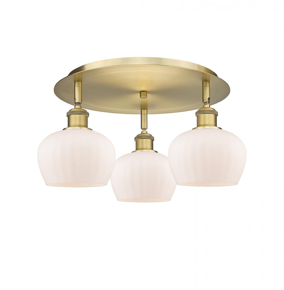 Fenton - 3 Light - 18 inch - Brushed Brass - Flush Mount