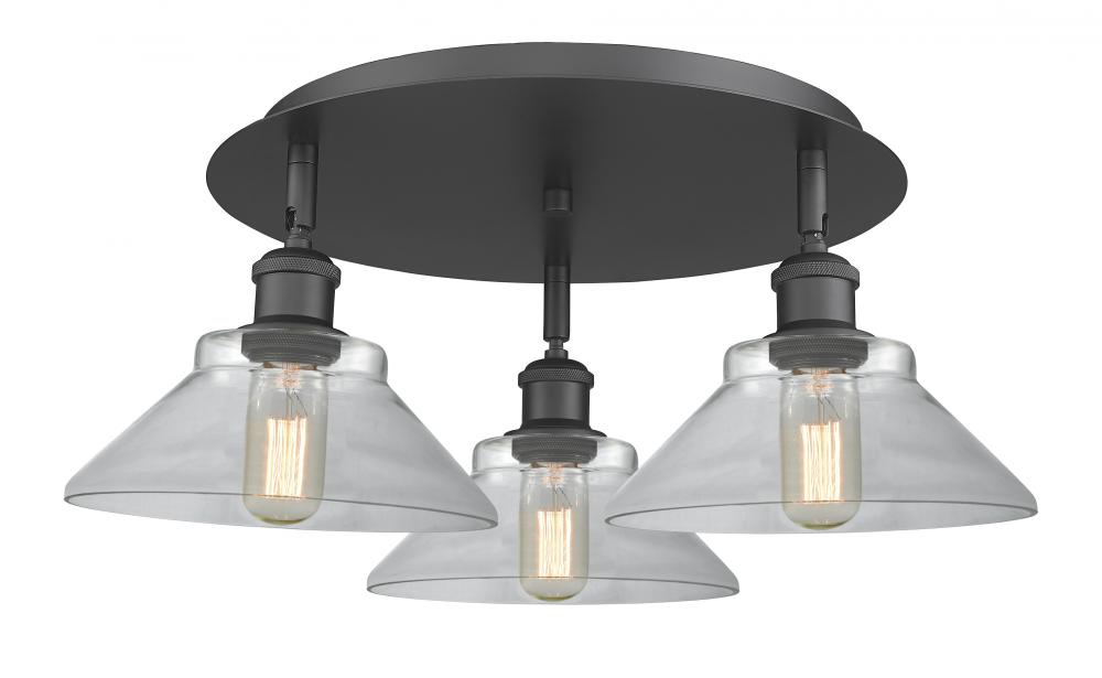 Orwell - 3 Light - 20 inch - Matte Black - Flush Mount