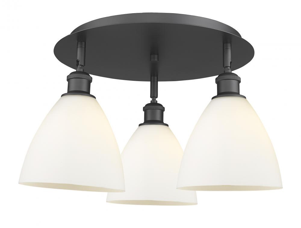 Bristol - 3 Light - 19 inch - Matte Black - Flush Mount