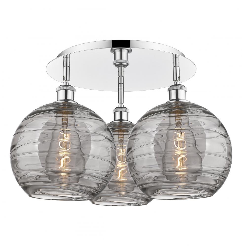 Athens Deco Swirl - 3 Light - 22 inch - Polished Chrome - Flush Mount